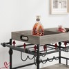 3 Tier Bar Cart Bar Cart with Wheels Rolling Cart with Wine Rack and Glasses Holder, Industrial Serving Cart with Removable Tray - 3 of 4