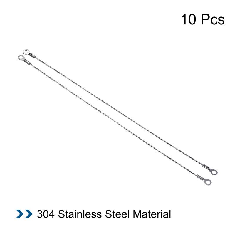 Unique Bargains Stainless Steel Lanyard Cable Eyelets Ended Security Wire Rope for Hanging Luggage 10 Pcs, 3 of 6