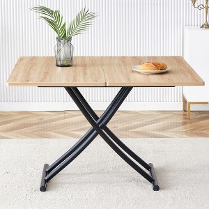 Vynxaria Folding Tables - Modern Minimalist Adjustable Height Table with 0.8-Inch MFC Top and Black Metal Legs, Natural - 1 of 4