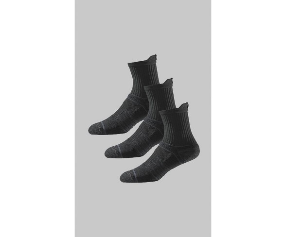 Men's Strideline Mid-Rise Athletic Socks 3pk - Black One Size