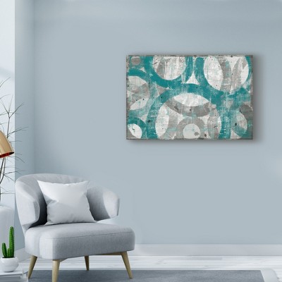 Teal and Gray Abstract Canvas Print with Hidden Frame