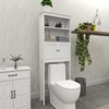 Rbied 24.80 in. W x 69.69 in. H x 9.06 in. D White Over The Toilet Storage Cabinet with Open Shelves & Doors - 2 of 4