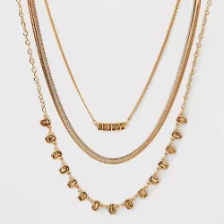 Multi-Strand Crystal Statement Chain Necklace - A New Day™