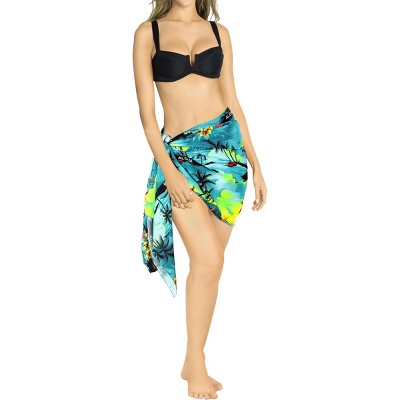 LA LEELA Women's Swimsuit Cover-Up Beach Bikinis Sarongs Coverups Wraps Skirt Beachwear Summer Swim Cover Ups for Women One Size Blue,Tree
