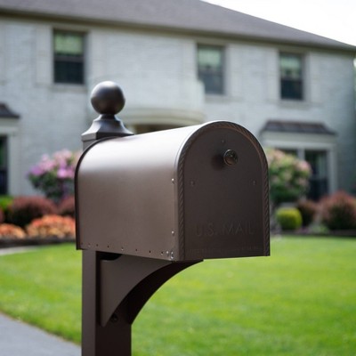 Edwards Large Bronze Steel Post Mount Mailbox