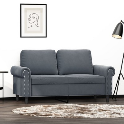 vidaXL 2-Seater Sofa Dark Gray 47.2 in. Velvet