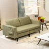 Costway Modern Loveseat Linen Fabric 2-Seat Sofa Couch w/ Side Storage Pocket Green\Orange - 2 of 4