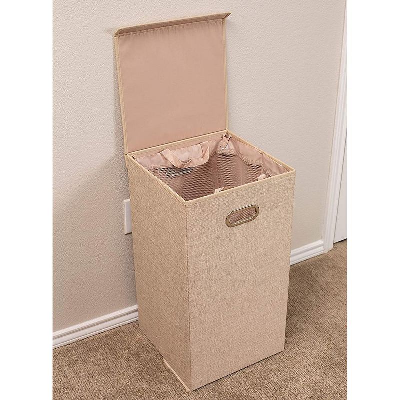 BirdRock HomeSingle Laundry Hamper with Lid and Removable Liner - Cream, 4 of 8