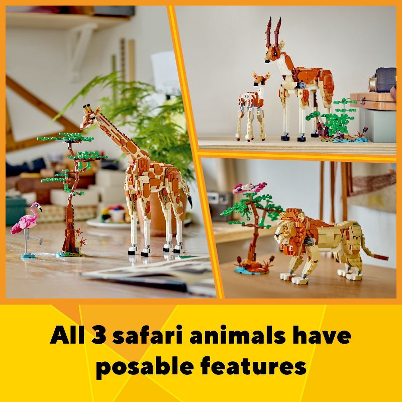 LEGO Creator 3 in 1 Wild Safari Animals Set, Giraffe, Gazelles or Lion Toy 31150, 5 of 8