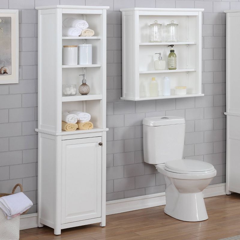 Dorset Bathroom Storage Tower with Open Upper Shelves and Lower Cabinet - Alaterre Furniture, 4 of 7