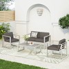 Coolbibila 4 Piece Modern Patio Furniture Set,Conversation Sets For Patio with Cushions,Aluminum Frame Slat Dining Table and Garden Arm Chair - 2 of 4