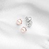 Girl's Pink Tone Pearls Screw Back Sterling Silver Earrings - In Season Jewelry - 4 of 4