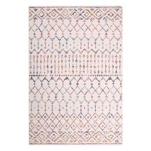 Washable Farmhouse Living Room Rugs, Chenille Non Slip Geometric Stripped Lines Print Bedroom Carpet - 1 of 4