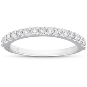Pompeii3 1/2ct Diamond Wedding Ring Stackable Womens Anniversary Band 10K White Gold - 1 of 4