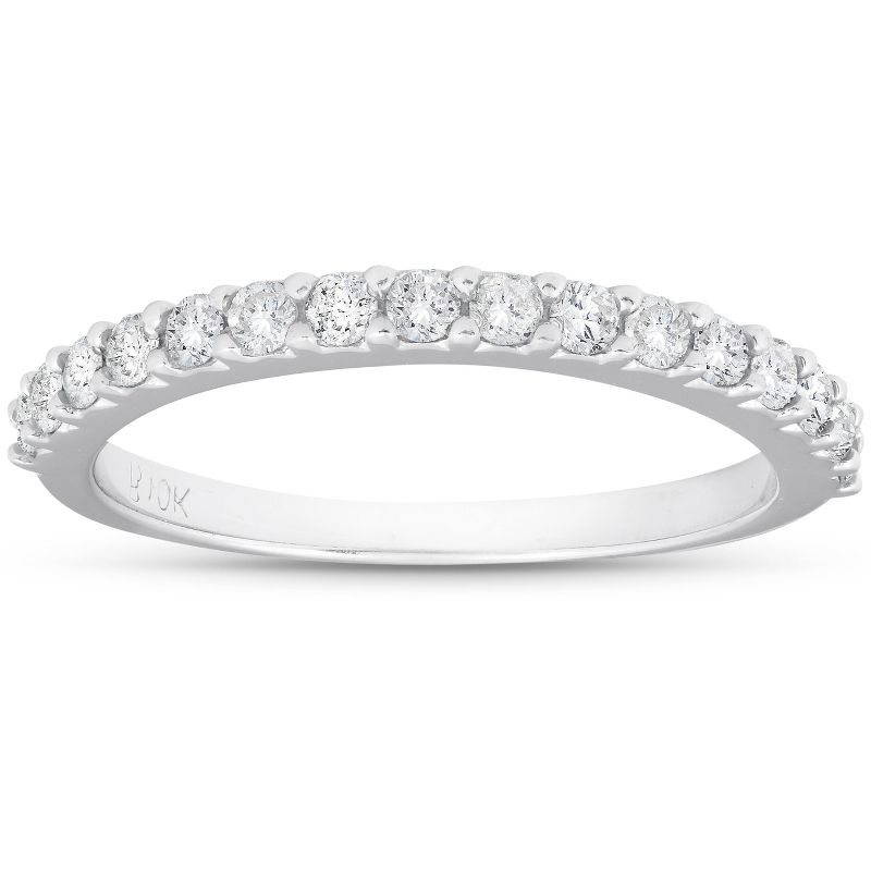 Pompeii3 1/2ct Diamond Wedding Ring Stackable Womens Anniversary Band 10K White Gold, 1 of 6
