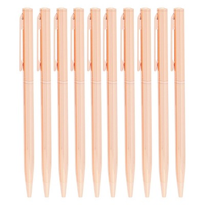 Juvale 10 Pack Rose Gold Retractable Ballpoint Pens, Cute School Supplies
