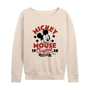Women's - Disney - Mickey Mouse Lightweight French Terry Wide Neck Long Sleeve Shirt - 1 of 4