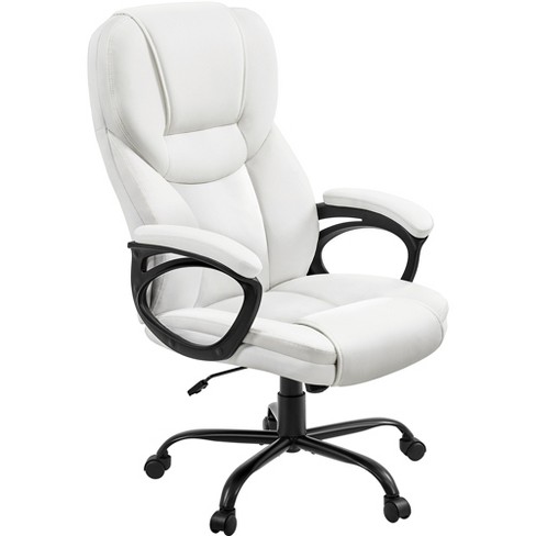 Yaheetech Office Chair Big and Tall Desk Chair Padded Armrests,White