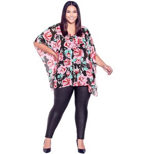 Avenue Women's Plus Size Bella Overlay Top - 1 of 4