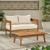 2-Piece Modern Acacia Wood Outdoor Loveseat Set with Cushions, Weather-Resistant Patio Furniture for Small Spaces or Porch - The Pop Home - 2 of 4