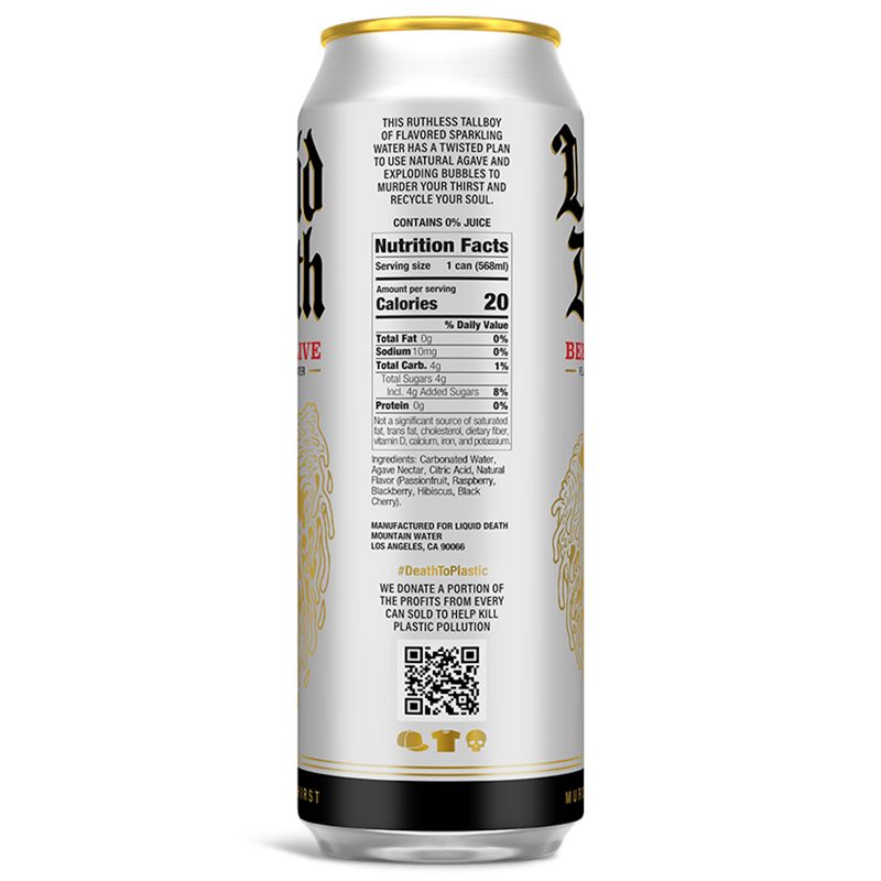 Liquid Death Berry It Alive Agave Sparkling Water - 19.2 fl oz Can, 3 of 5