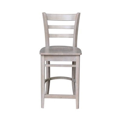 Emily 41" Gray Solid Wood Counter Height Barstool