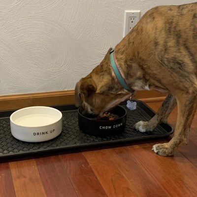 Modern Short Metal Elevated Dog Bowl With Natural Wood Top - Black - Boots  & Barkley™ : Target