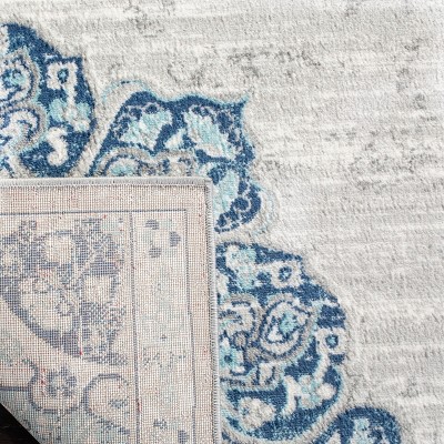 Gray and Blue 8' x 10' Synthetic Medallion Area Rug