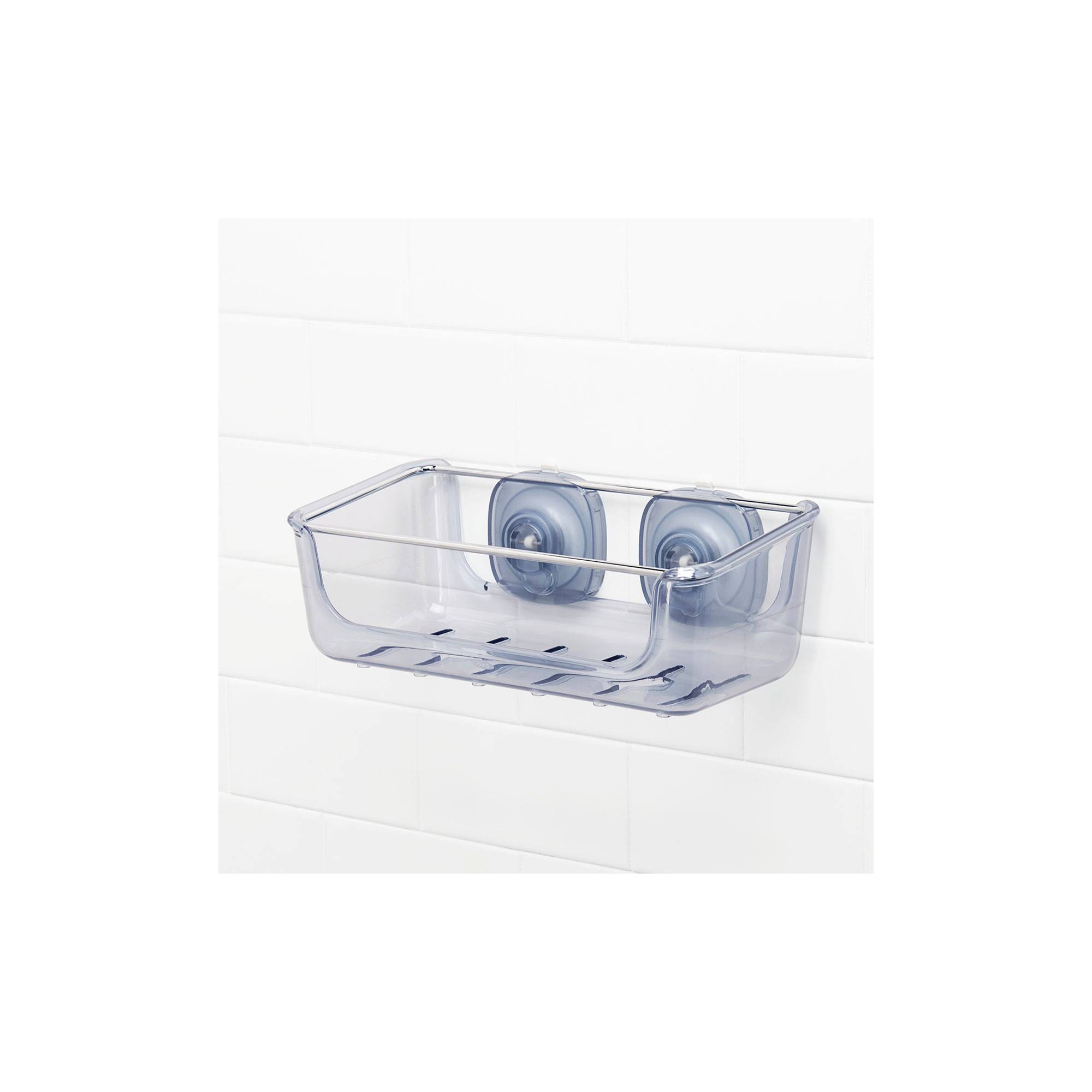 OXO Stronghold Suction Large Basket: Stainless Steel & Plastic Shower Organizer with Suction Grip