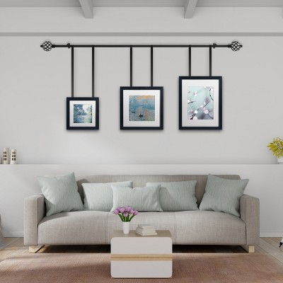 Black Adjustable Curtain Rod with Decorative Twisted Sphere Finials