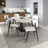 LeisureMod Upholstered Dining Chair in Leather with Black Iron Frame and Legs Aspen Series Set of 2 - 3 of 4
