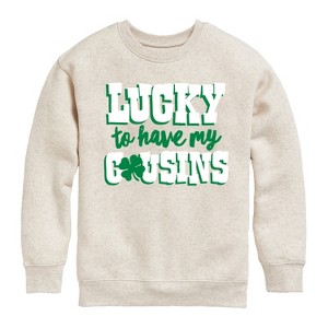 Boys' - Instant Message - St. Patrick's Day Lucky to Have My Cousins Graphic Long Sleeve Fleece Sweatshirt - 1 of 4