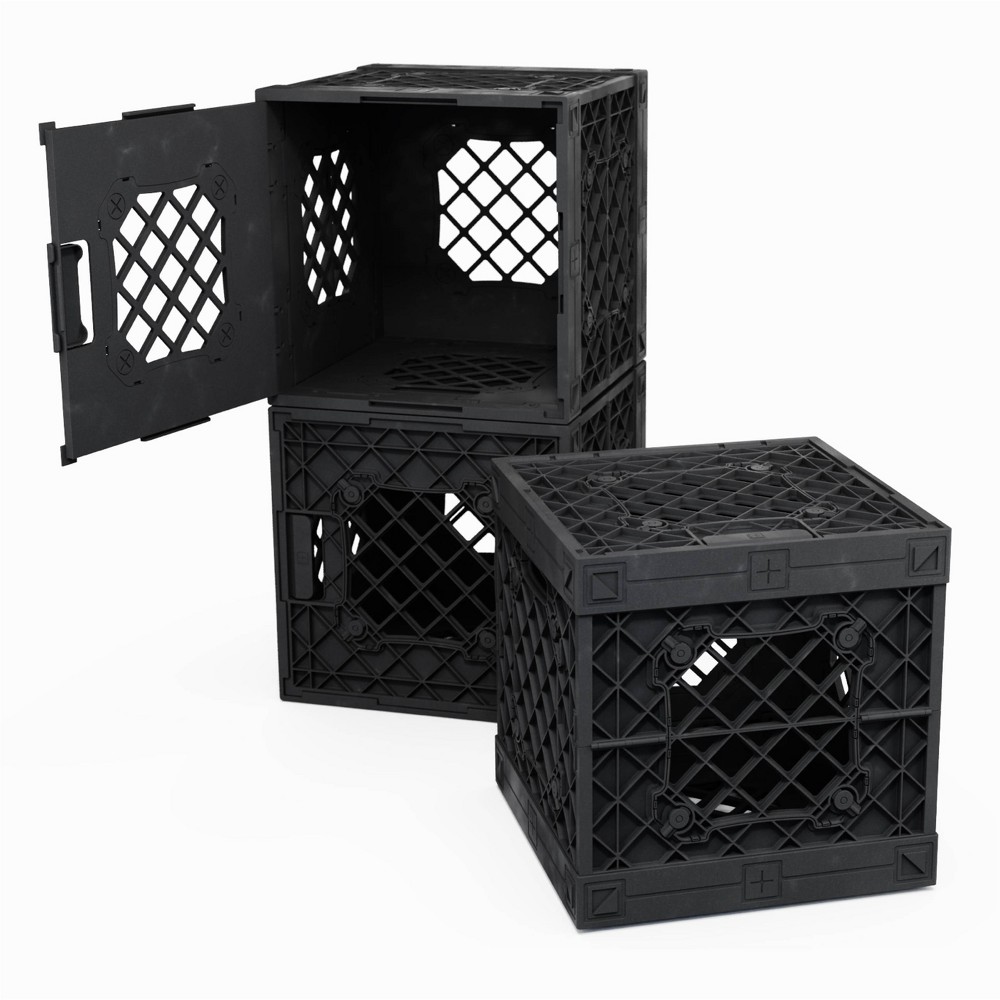Photos - Other Decoration UbeCube 3pk Decorative Storage Bins Black: Polypropylene Square Container Set, 13.5" Dimensions, Spot Clean