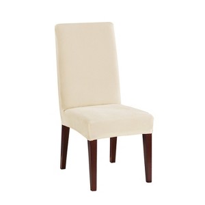 Stretch Plush Short Dining Room Chair Slipcover Cream - Sure Fit, Ivory