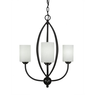 Toltec Lighting Marquise 3 - Light Chandelier in  Dark Granite with 4" White Muslin Shade