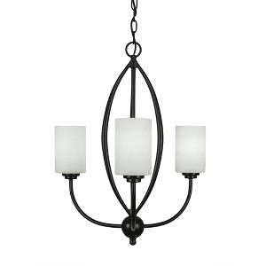 Toltec Lighting Marquise 3 - Light Chandelier in  Dark Granite with 4" White Muslin Shade - 1 of 1
