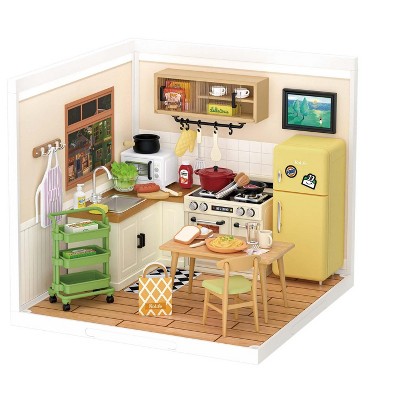 ROBOTIME Plastic House Building Set Toy DIY Doll House Playset for Construction Toys Diorama Kit Gifts, Multicolored, 6.4"*6.4"*6"