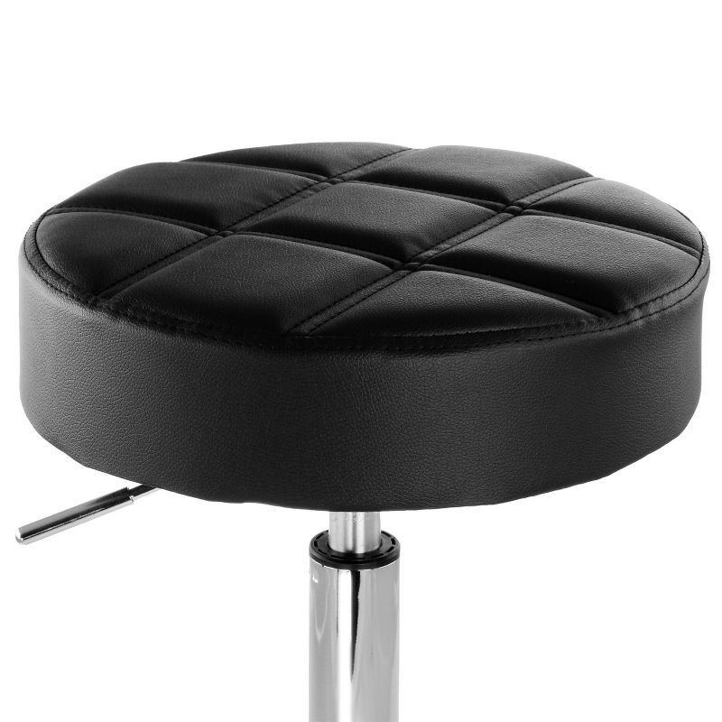 Elama Faux Leather Adjustable Backless Rolling Stool in Black with Chrome Base, 2 of 7