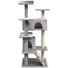 vidaXL Cat Tree Grey Wooden frame, sisal rope, plush fabric Medium - 2 of 4
