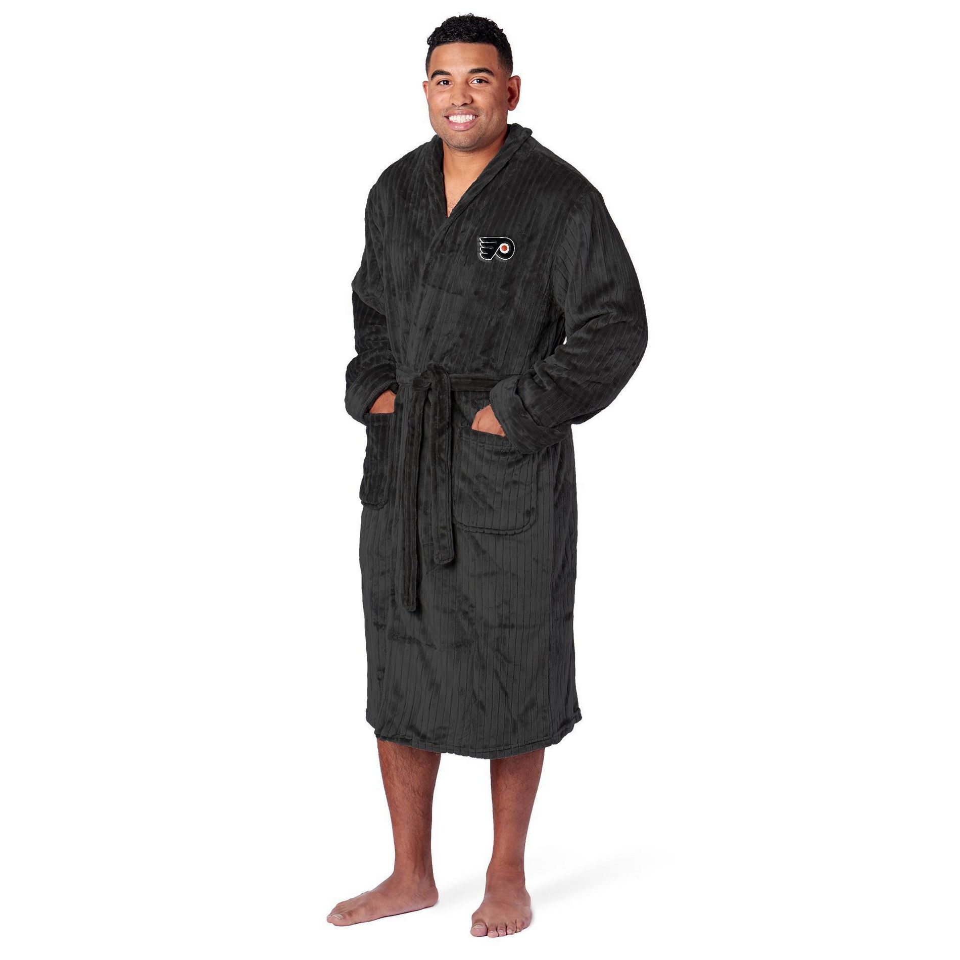 NHL Philadelphia Flyers Ribbed Robe: Midweight Polyester, Team Logo, Adult Sizing