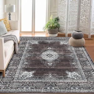 Area Rugs for Living Room Floral Vintage Soft Non Slip Machine Washable Distressed Vintage Rug for Bedroom Dining Room - 1 of 4
