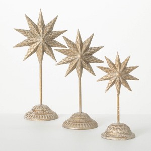 10"H, 12"H and 14"H Sullivans Gold Metal Star Figurine - Set of 3, Christmas Decor, Gold - 1 of 3