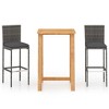 vidaXL 3 Piece Patio Bar Set with Cushions Gray - 2 of 4