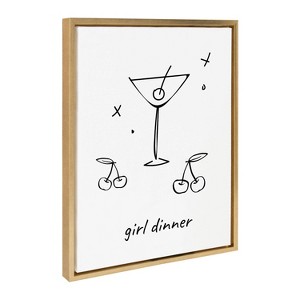 Kate & Laurel All Things Decor 18"x24" Girl Dinner Framed Canvas by Honey Island Studio Bright Gold - 1 of 4