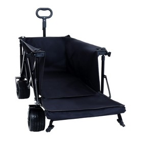Foldable Wagon with Extended Tailgate, Extra Long Extender Wagon Cart,Beach Wagon Cart Heavy Duty 400LBS with Large All-Terrain Beach Wheels - 1 of 4