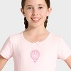 Wicked x Katie Kime Girls' Short Sleeve Round Neck Pointelle Balloon Graphic T-Shirt - Light Pink - 2 of 4