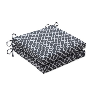 2pk Outdoor/Indoor Squared Corners Seat Cushion Set Hockley Charcoal Gray - Pillow Perfect