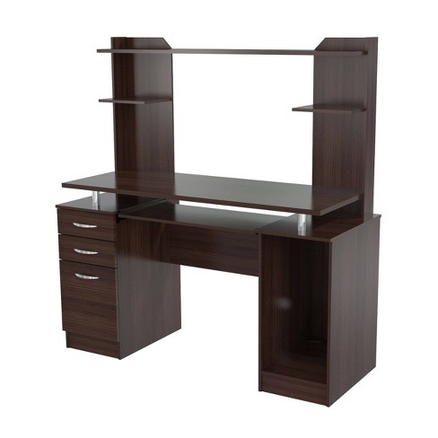 Inval 2-Drawer L Shaped Computer Desk, Smoke Oak