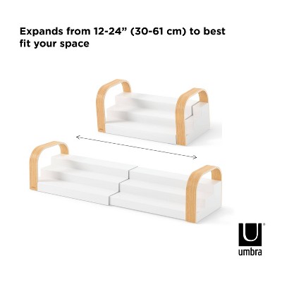 Umbra Bellwood 3-tier Spice Shelf White/Natural: Expandable Spice Organizer & Pantry Shelf, Freestanding Kitchen Storage — фото 6