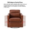Eulalia 28.74 Wooden Upholstery Wide Genuine Leather Swivel Chair with Swivel Metal Base and Squared Arms| ART OF LIVING DESIGNS - 3 of 4